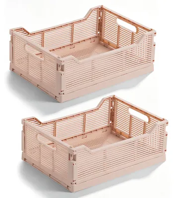 Image de Boîtes de rangement en plastique, 2 pièces, 30,5 x 20,5 x 12,5 cm, empilables, pour le rangement