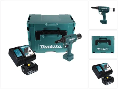 Immagine prodotto di Makita DRV 250 RF1J Rivettatrice a batteria 18 V 20 kN Brushless + 1x batteria da 3,0 Ah + caricabatterie + Makpac