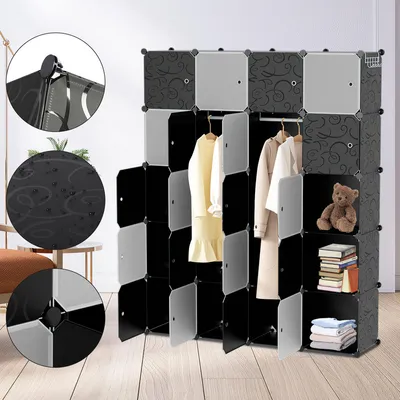Produktbild von Hengda Kleiderschrank DIY Bücherregal Schrank Standregal mit Türen 20 Würfel