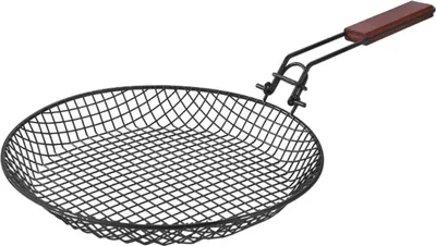 Produktbild von Zusammenklappbarer Backkorb mit Holzgriff, rostfrei, hitzebeständig, wiederverwendbar, Grillkorb, Camping, Kochen, Grillzubehör, Schwarz