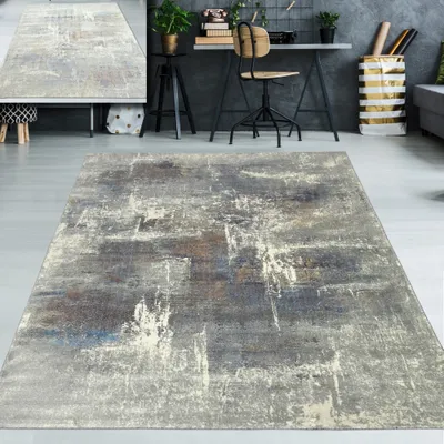 Produktbild von Wohnzimmerteppich – abstraktes Muster – mehrfarbig grau blau Größe - 160 x 230 cm