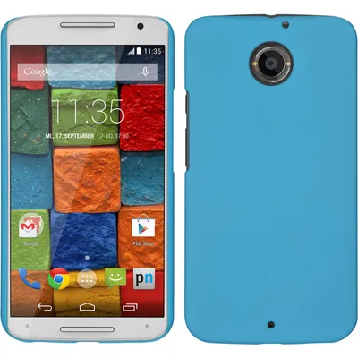 Produktbild von PhoneNatic Case kompatibel mit Motorola Moto X 2014 2. Gen. - Hülle hellblau gummiert Hard-case + 2 Schutzfolien