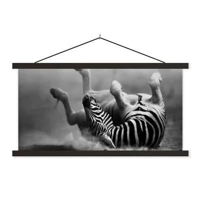 Produktbild von MuchoWow® Textilposter Zebra - Tiere - Schwarz - Weiß 60x30 cm mit schwarzem Rahmen - Textilien