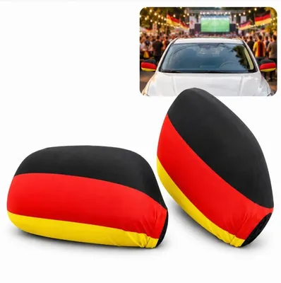 Produktbild von 1 Paar Auto-Seitenspiegelabdeckungen für Deutschland, schwarz-rot-gold, Fan-Zubehör zur FIFA WM 2026, universell passend, dekorative Auto-Fan-Deko