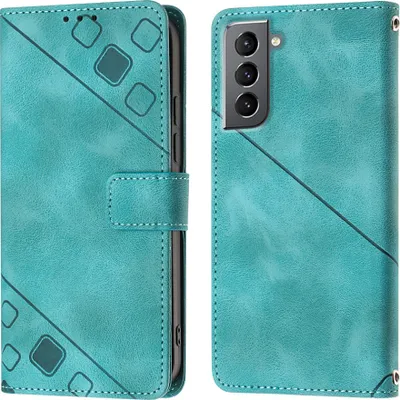 Produktbild von Hülle für Samsung Galaxy S21 5G Prägung Flip Leder Brieftasche Schutzhülle mit Ständer Grün