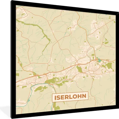 Produktbild von MuchoWow® Gerahmtes Poster Iserlohn - Karte - Vintage - Stadtplan 40x40 cm - Poster mit Schwarzem Bilderrahmen Wandposter Rahmen Foto Bilder - Mit Rahmen - Wanddekoration Schlafzimmer