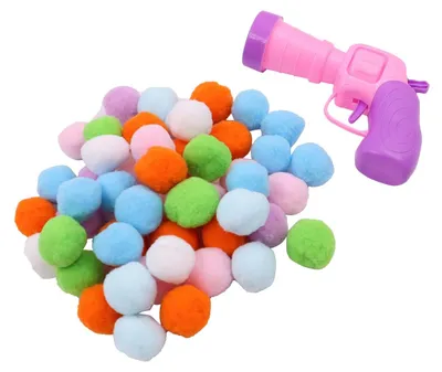 Katzen-Bälle-Set, 50 Plüschbälle + Werfer, bunt