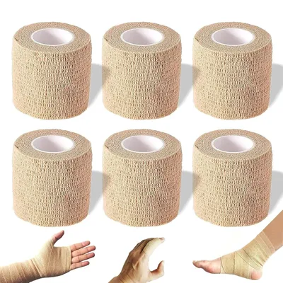 Produktbild von 6 Stück Tattoo Grip Cover Wrap 5 cm X 4,5 m Einweg-Tattoo Grip Selbstklebende Elastische Tape Elastische Bandage zum Schutz Von KöRperteilen Wie Handgelenken, Knien und Fingern (Hautfarbe)