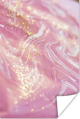 Produktbild von MuchoWow® Poster Marmor - Rosa - Gold - Glitter 120x180 cm - Kunstposter