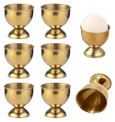 Eierbecher-Set aus Edelstahl, 8 Stück, gold, stapelbar