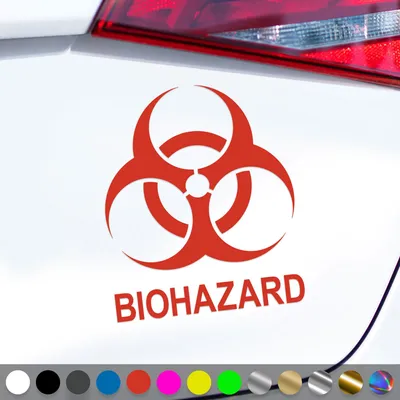 Produktbild von PantherPixel Biohazard Aufkleber Hinweis Warnung Vorsicht Sticker Auto Geschenkidee Farbe Rot