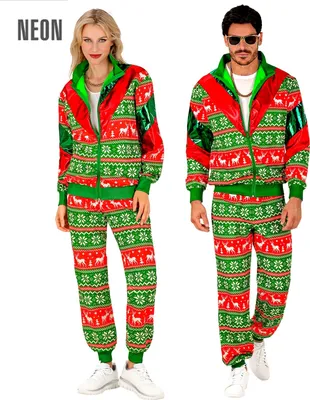Produktbild von Weihnachts Trainingsanzug Erwachsene grün rot - XL