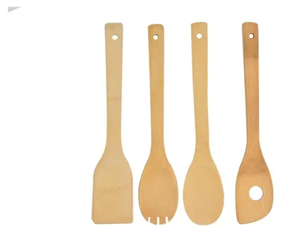 Produktbild von Set mit 4 Küchenhelfern aus Bambus, 30 cm