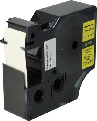 Produktbild von vhbw Schriftband-Kassette kompatibel mit 3M PL300, PL100, PL200 Etiketten-Drucker 3,5m x 19mm Schwarz auf Gelb, Nylon
