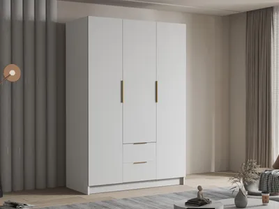 Obrázek produktu pro Vysoká šatní skříň 150 cm MARILA - bílá / zlatá