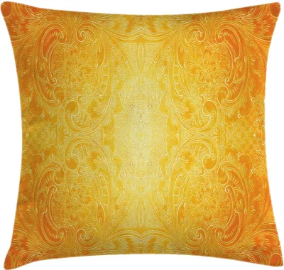 Obrázek produktu pro ABAKUHAUS Žlutý povlak na polštář, starožitný vzor ve stylu s dekorativním ozdobným vintage designem, 40 x 40 cm, měsíček lékařský