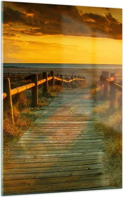 Produktbild von Bilder auf glas - Einteilig - Fußgängerbrücke Strand Urlaub Sonne - 50x70cm - Glasbilder - Wandbilder - Bilder - Wanddekoration aus Glas - Glas Bilder - Wandbild auf Glas - GPA50x70-2786