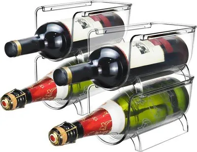 Produktbild von Famanu Flaschenregal stapelbar für 4 Flaschen - Transparentes Kunststoff Weinregal für Küche und Keller