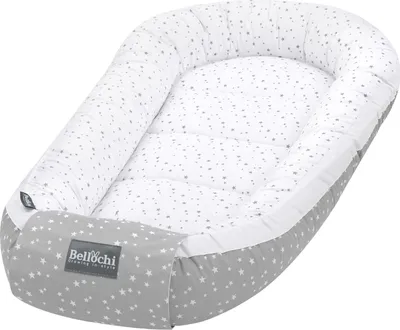 Produktbild von Bellochi Babynest Babynestchen Neugeborene - 100% Baumwolle -   - Baby Kuschelnest - 90x60x12cm - Dunkelgrau