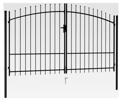 Produktbild von Doppeltor Einfahrtstor Hoftor doppelflügeltor Gartentor Metall Zauntor Gartentür mit Schloss und 3 Schlüsseln - 300 x 175 cm