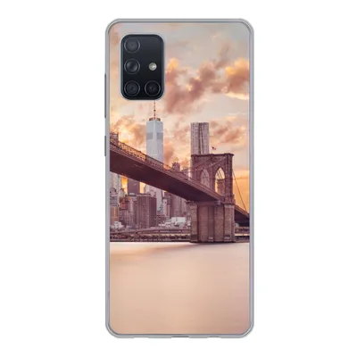 Produktbild von MuchoWow® Handyhülle Schutzhülle Hülle für Samsung Galaxy A51 Brooklyn Bridge und die New Yorker Skyline bei Sonnenuntergang Silikon Softcase Handy Hülle - Schutzabdeckung