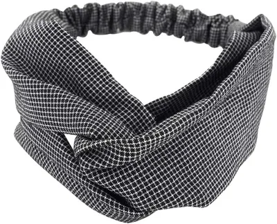 Produktbild von HB5a Haarband Yoga Headband Hairband (Schwarz-weiss Kariert)