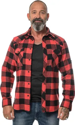 Produktbild von Herren checkered Flanell Hemd langarm 4X-Large Schwarz/Rot