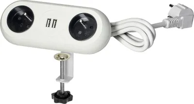 Imagen del producto de Enchufe de mesa, 2 enchufes de 250V, 2 puertos USB, modelo OR-AE-13197/W