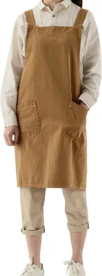 Produktbild von Baumwoll-Latzenschort mit Kreuzband - Küchen- und Arbeitskleid - 96x104 cm - Kaki