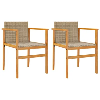 Image de vidaXL Chaises de jardin avec coussins 2 pcs. Beige Poly Rotin Massif