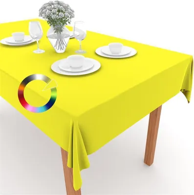 Produktbild von EDLE TISCHDECKE TISCHLÄUFER TISCHTUCH TISCHWÄSCHE PFLEGELEICHT 40 FARBEN (Gelb 5, 140x260cm)