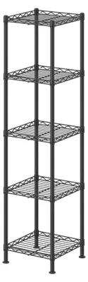 Obrázok produktu pre Kovová polica s nastaviteľnými poličkami | Čierna | 30x30x121 cm