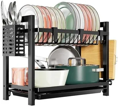 Immagine prodotto di Scolapiatti con vaschetta di raccolta - Acciaio inossidabile - Accessori da cucina