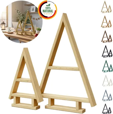 Immagine prodotto di Floranica Albero di Natale in Legno Fatto a Mano Set da 2 - Naturale,  Decorazione Natalizia da tavolo, Espositore Decorativo per Natale Ornamento