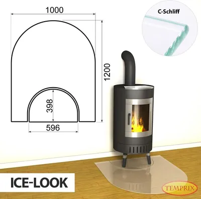 Produktbild von AKTION ! Kaminbodenplatte & Funkenschutzplatte - Funkenschutz für Kamin & Ofen - geteilte Saisonplatte Toronto - Ice-Look