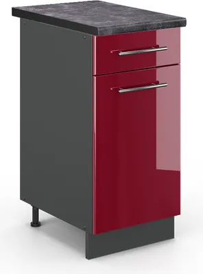 Produktbild von Küchenunterschrank Vicco Fame-Line Bordeaux Hochglanz 40 cm , AP Anthrazit, Model 46404
