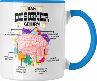 Produktbild von Trendation - Designer Tasse Lustiges Geschenk für Designerin Spruch Becher Geburtstag Weihnachten (Blau)
