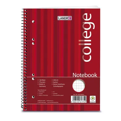 Image de LANDRE Notebook College A5 160 Blatt 70 g/qm Lineatur 22