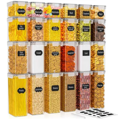 Produktbild von PurKeep Set Mit 24 Luftdichten Vorratsdosen 42L inkl Etiketten