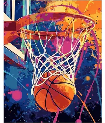 Image de Kit de peinture par numéros pour adultes, motif : basketball