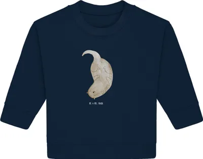 Produktbild von Mr. & Mrs. Panda Organic Baby Pullover Otter Kopfüber 24. - 36. Monat - French Navy - Geschenk, Süß, Niedlich, Seeotter See, Bullover