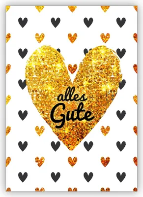 Produktbild von Herzige Glückwunschkarte, Geburtstagskarte mit vielen Herzen: Alles Gute