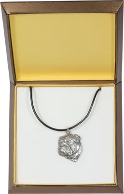 Produktbild von Bulldog, Englische Bulldogge II - Hundehalsband in Geschenkbox, versilbertes Medaillon für Hundefans, markanter Anhänger der Marke Art-Dog