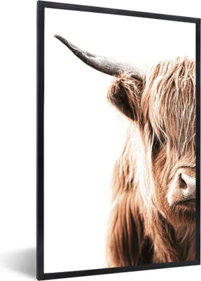 Produktbild von MuchoWow® Gerahmtes Poster Schottischer Highlander - Tier - Stier 60x90 cm - Poster mit Schwarzem Bilderrahmen Wandposter Rahmen Foto Bilder - Kunst