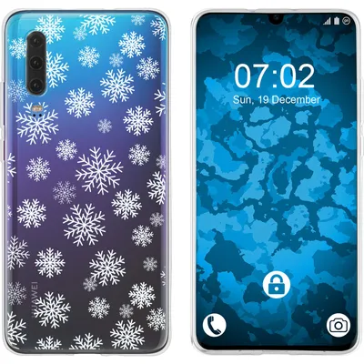 Produktbild von PhoneNatic Case kompatibel mit Huawei P30 Silikon-Hülle X Mas Weihnachten Schneeflocken M2