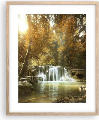 Produktbild von Gerahmtes Poster - Rahmen in heller Eiche - Park Wasserfall Wasser - 40x50 cm - Wand Bild - Wanddeko - Wandbilder - Wandposter - Bilderrahmen - Bilder - Kunstdruck - Wandbild - P2NPA40x50-3789
