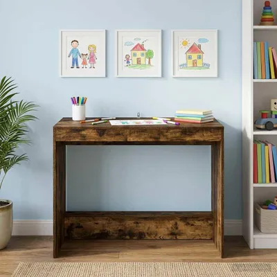 Image de Maison Exclusive - Lit-bureau en bois d'ingénierie chêne fumé