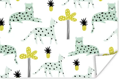 Produktbild von MuchoWow® Poster Panther - Baum - Frucht - Pastell 120x80 cm - Bilder