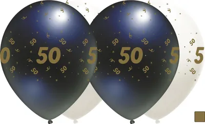 Zdjęcie produktu dla Balony urodzinowe białe, "50", 30cm, 50 szt.