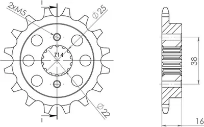 Immagine prodotto di Pignone Passo 520 - Z 14 Denti (Dis.52604)